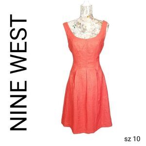 Nine West Fun Flirty Lightweight Orange Sherbet Sleeveless Two Pockets Dress